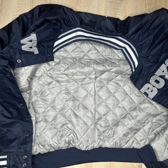 New Men's Dallas Cowboys NFL Team Apparel Satin Full Snap Varsity Navy Jacket XL - Picture 10 of 11
